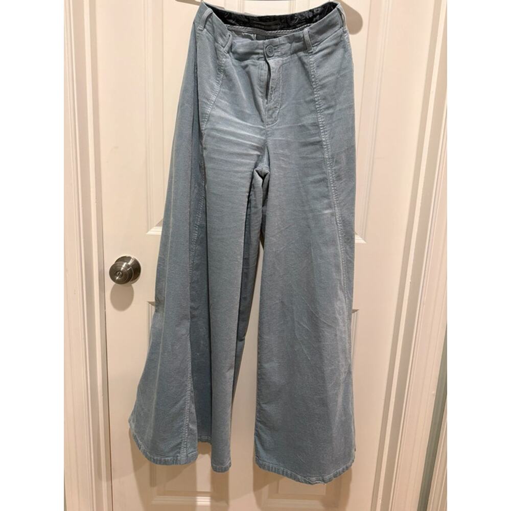 Anthropologie wide leg, pale, pale blue corduroy pants
